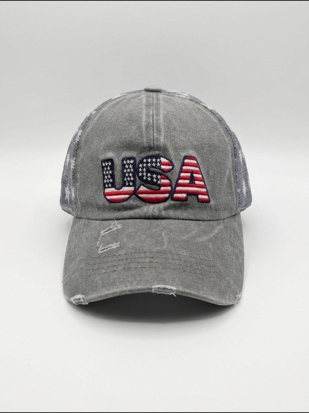 Gray USA Embroidered Trucker Hat